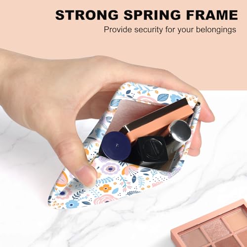 2Pcs PU Leather Small Squeeze Coin Purse Pouch Mini coin Bag Unique And Cute Wallet Cosmetic Bags Change Bag For Women Girls Men Black And White Floral - color: Black And White Floral