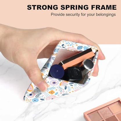 2Pcs PU Leather Small Squeeze Coin Purse Pouch Mini coin Bag Unique And Cute Wallet Cosmetic Bags Change Bag For Women Girls Men Black And White Floral - color: Black And White Floral