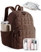 BAGSMART College Laptop Backpack, Travel Backpack for Women, Quilted Airline Approved Carry On Backpack Fits 17.3 Inch Laptop, Personal Item Travel Bag, Chocolate - color: Coffee Brown, size: Large 17.3 Inch