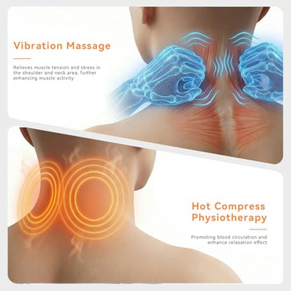 Yunari 3-in-1 Rechargeable Neck Massager Pillow with Heating & Traction, 2026 Latest Patented Ergonomic Cervical Pillow for Deep Tissue Neck Pain Relief, Shoulder & Neck Hump Corrector for Women, Men