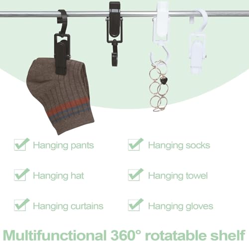 15 Pcs Plastic Travel Swivel Hanging Laundry Hooks Clip, Curtain Clips White - color: White