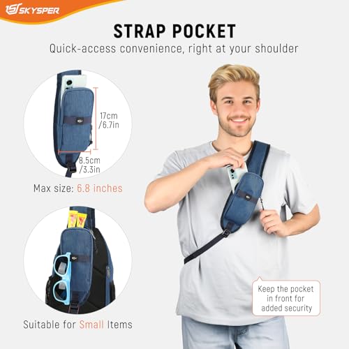 SKYSPER Sling Bag Anti Theft Crossbody Bag RFID Lightweight Travel Shoulder Chest Bag for Hiking Walking - color: Blue