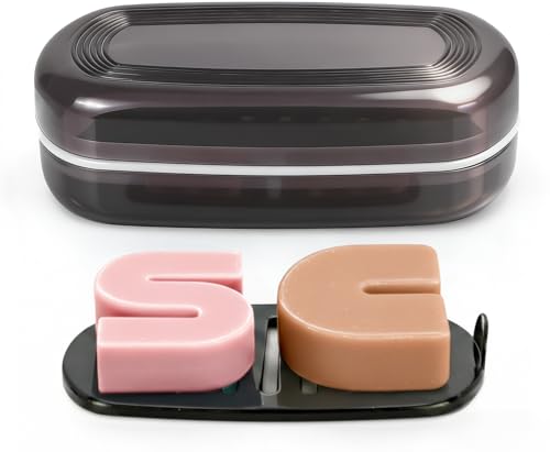 OZNER Travel Soap Case for Two Bars, Leak Proof Shampoo Bar Holder Compatible with Kitsch Bars, Soap Container with Drainage Layer for Bathroom, Camping, and Gym, Easy to Clean (Black) - color: Black