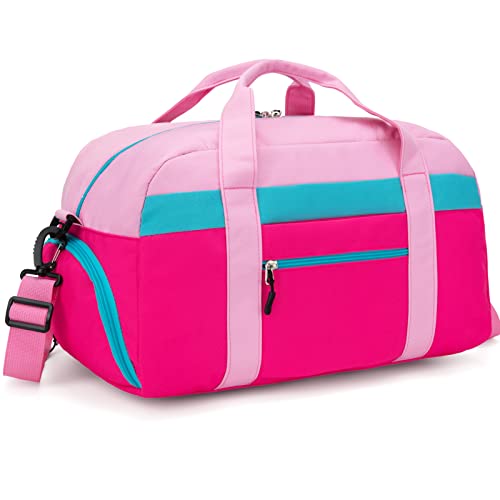 Kids Duffle Bag for Boys or Girls, Fit Sports Practice, or Overnight Travel Weekend (Pink) - color: Pink