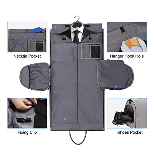 Modoker Convertible Garment Bag with Shoulder Strap, Carry on Garment Duffel Bag for Men Women - 2 in 1 Hanging Suitcase Suit Travel Bags, Light Grey - color: Light Grey
