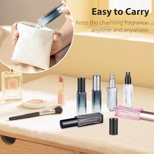 Perfume Travel Refillable Atomizer, 3 Pack 10ml Leak Proof Refillable Perfume Bottle for Air Travel, Purse and Business Trips, Glass Atomizer Sprayer for Cologne with Funnel & Pipette - color: Gradientblue Silver