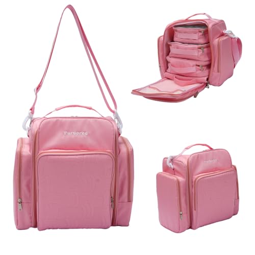 Multifunctional Travel Toiletry Bag With Jewelry Organizer,Portable Hanging Storage Bag With 4 Compartments,Large Capacity Makeup Case For Skincare & Bathroom Essentials (Pink) - color: Pink