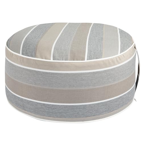 FUNHOME Inflatable Ottoman Stool D20xH9,Portable Round Pouf for Indoor/Outdoor Use,Foot Rest or Seating for Kids&Adults,Ideal for Camping or Home(Gray Stripe) - color: Gray Stripe
