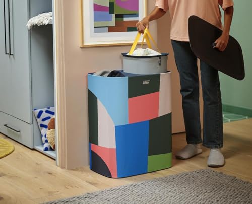 Joseph Joseph Tota 90 liter/23.8 gallon Laundry Hamper Separation Basket with lid, 2 Removable Washing Bags with Handles - Multicolor - color: Multicolor, style: Dual Compartment 90L