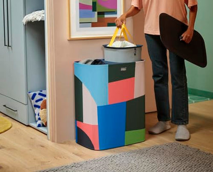 Joseph Joseph Tota 90 liter/23.8 gallon Laundry Hamper Separation Basket with lid, 2 Removable Washing Bags with Handles - Multicolor - color: Multicolor, style: Dual Compartment 90L
