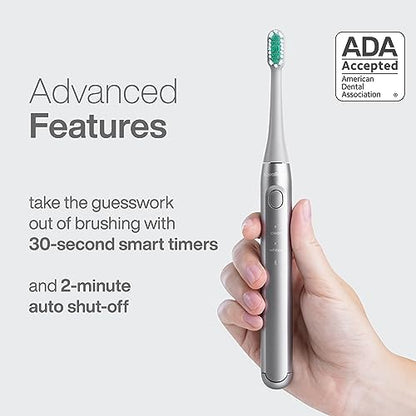 Aquasonic Icon ADA-Accepted Rechargeable Toothbrush | Magnetic Holder & Slim Travel Case | 2 Brushing Modes & Smart Timers | Gentle Micro-Vibrations (Stone) - color: Stone