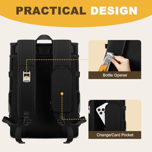 MIYCOO Cooler Backpack - 40 Cans Insulated Backpack Cooler for Men & Women, Portable 2 Leak Proof Compartments Coolers Bag for Beach Travel Picnic Lunch Hiking BBQ Camping - color: Black