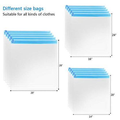 10Pack Travel Space Saver Bags (4 x S, 3 x L, 3 xL), Reusable KFYM Vacuum Travel Storage Bag, Saves 75% of Storage Space, Roll-Up Compression, No Need For Vacuum Machine Or Pump