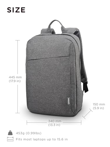 Lenovo Casual Laptop Backpack B210 - 15.6 inch - Padded Laptop/Tablet Compartment - Durable and Water-Repellent Fabric - Lightweight - Grey - color: Grey, size: 15.6 inch, style: B210