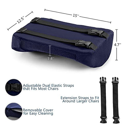 ComfiLife Lumbar Support Back Pillow Office Chair and Car Seat Cushion - Memory Foam with Adjustable Strap and Breathable 3D Mesh (Navy) - color: Navy