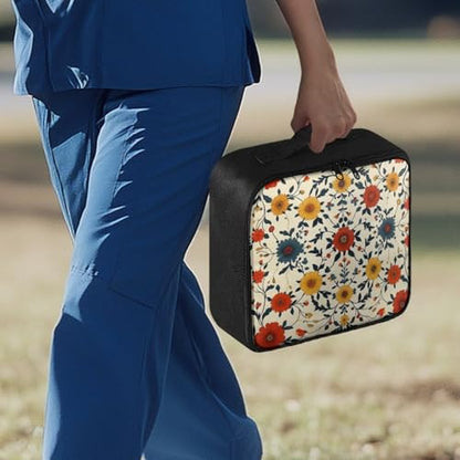 Empty First Aid Bag Flower Design Medical Bag Empty Large Capacity for Home Office and Travel Use Lightweight Washable Soft Fabric Organizational Pouch for Emergencies - color: Flower