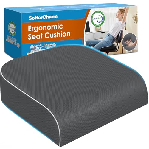 Seat Cushion, Memory Foam Office Chair Cushions for Long Sitting Hours, Chair Pad for Sciatica, Coccyx, Tailbone, Hip Pain & Pressure Relief, Office, Home, Car Seats,Airplane, Gray/X-Large - color: Gray, size: X-Large