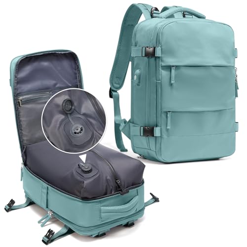 coowoz Vacuum Backpack Travel with Pump,Travel Backpack with Vacuum System For Women Men,Carry On Backpack,Hiking Backpack Waterproof Outdoor Sports Rucksack Casual Daypack,25L(Built-in Pump),Blue - color: A1-blue, size: 25l