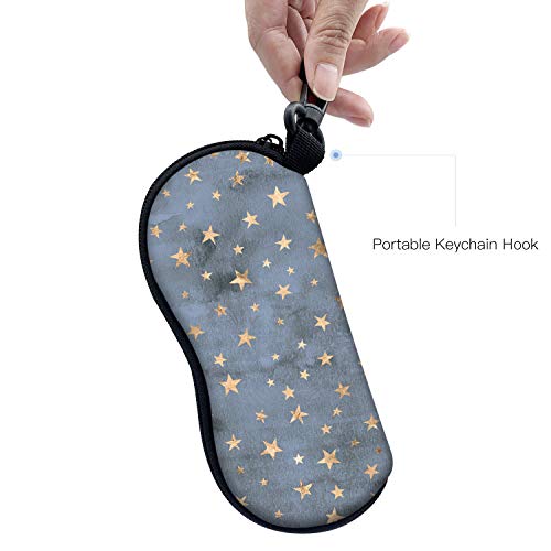 Sunglasses Soft Case with Carabiner Ultra Light Neoprene Zipper Glasses Case - color: Stars