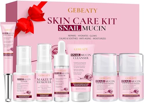 Christmas Gifts for Women,7 Pcs Skin Care Set,Hydrating Moisturing Repairing Soothing Snail Mucin Facial Skin Care Routine Kit for Dull Skin & Dry Skin,Skincare Gift Set Women - size: 7 PCS SET