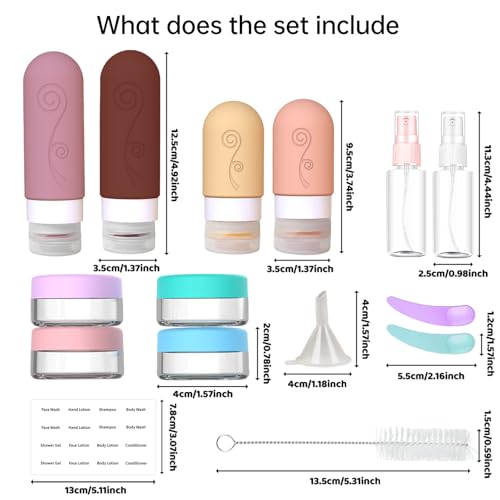 vodvob 16 Pack Travel Bottles Set for Toiletries, TSA Approved Travel Containers Leak Proof Silicone Squeezable Travel Accessories 2oz 3oz for Shampoo Conditioner Lotion Body Wash (BPA Free) (pink) - color: pink