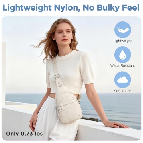 Anti Theft Sling Bag for Men & Women, Lightweight Puffer RFID Crossbody Bag for Travel, Commuting & City Walking, Hands-Free Everyday Essentials Bag White - color: White(ivory)