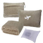 3 in 1 Travel Blanket Pillow Set - 350 GSM Thick Travel Blanket Airplane Compact with Bag, Soft Bag with a Pocket, Inflatable Travel Pillow for Camping & Car Trip (Light Coffee) - color: Light Coffee