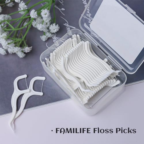 FAMILIFE Floss Picks, 200 Count Unflavored Dental Floss Cleaner, Tooth Picks Flossers with 4 Travel Handy Cases, Helps to Fight Tooth Decay and Keep Your Teeth Clean, Sticks for Family - color: Unflavored 200 Pcs
