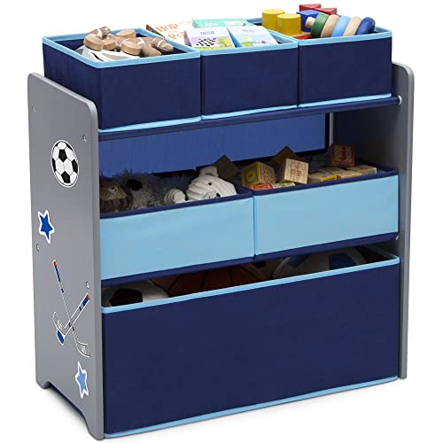 Delta Children Design and Store 6 Bin Toy Organizer, Grey/Blue - color: Grey/Blue
