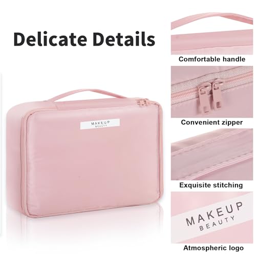 Queboom Travel Makeup Bag Cosmetic Bag Makeup Bag Toiletry bag for women and men (Pink-3pcs) - color: Pink-3pcs