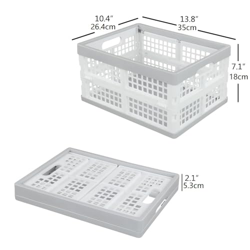 Vababa 3-Pack Plastic Stackable Collapsible Storage Crate, 15 L Stacking Folding Storage Basket - size: 15 L