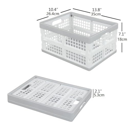 Vababa 3-Pack Plastic Stackable Collapsible Storage Crate, 15 L Stacking Folding Storage Basket - size: 15 L