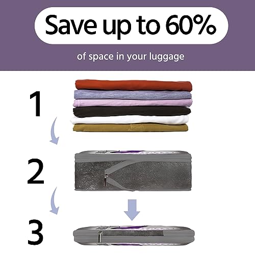 6 Pcs Compression Packing Cubes Waterproof Suitcase Travel Bag Luggage Backpack Organizer Travel Cubes for Packing-Purple Butterfly - color: Purple Butterfly