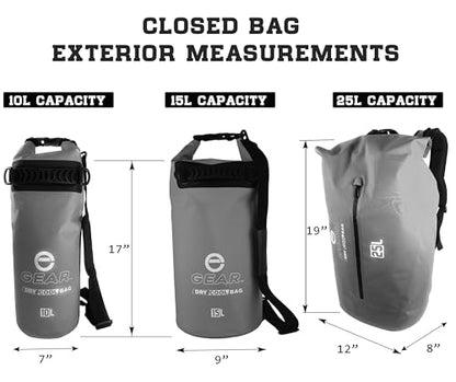 Enthusiast Gear Insulated Dry Bag Floating Cooler – 10L / 15L / 25L Roll Top, Leak Proof, Waterproof, Collapsible, with Padded Shoulder Strap - Perfect for Kayaking Fishing Beach - color: Grey, size: 10 Liter