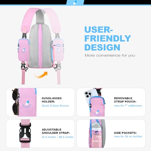 Seektop RFID Anti-Theft Crossbody Bag Sling Backpack for Women & Men, Casual Chest Daypack for Daily Travel - color: Pink