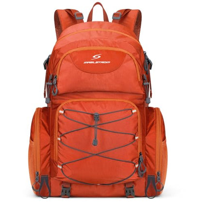 Maelstrom Hiking Backpack, 40L Waterproof Camping Daypack for Men and Women, Lightweight Travel Pack with Rain Cover (Orange) - color: Orange
