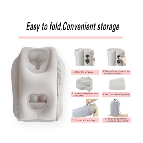 Inflatable Travel Pillow for Airplanes-Neck Support Pillow for Long Flights, Portable & Comfortable Airplane Sleep Pillow, Blow Up Pillow for Travel, Office, Camping (Ergonomic Design, Easy to Carry)