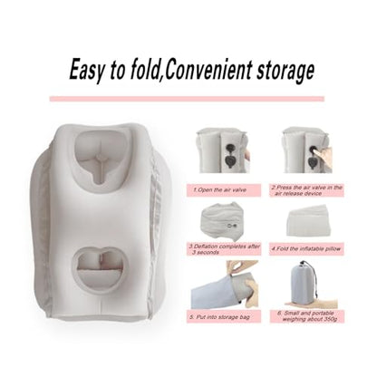 Inflatable Travel Pillow for Airplanes-Neck Support Pillow for Long Flights, Portable & Comfortable Airplane Sleep Pillow, Blow Up Pillow for Travel, Office, Camping (Ergonomic Design, Easy to Carry)