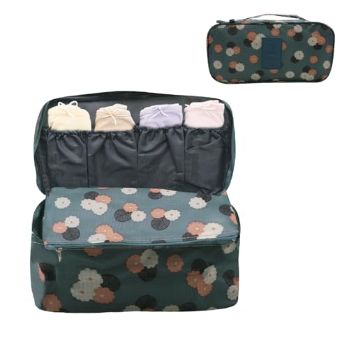 Bra Underwear Storage Bag Portable Multi-Functional Travel Organizers Pouch Case Packing Cube Cosmetic Bag,Blue Flowers - color: Blue Flowers