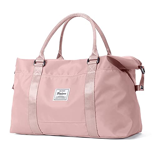 Pink Gym Bag with Wet Pocket, Foldable Travel Duffle Bag Carry On Weekender Bags for Women, Waterproof Overnight Bag for Travel, Gym, Yoga - color: X-Pink