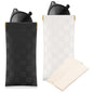 Sightor Sunglasses Case, 2 Pcs Soft Eyeglass Cases Checkered Sunglass Case Portable Squeeze Top Leather Glasses Pouch - color: Black, White