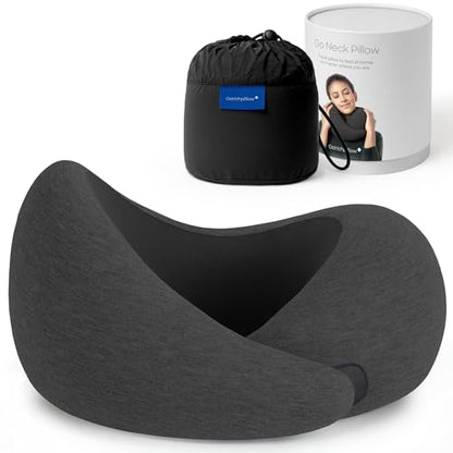 Ostrichpillow Go Neck Pillow, Travel Pillows for Airplanes, Premium Memory Foam Travel Pillow, 360º Ergonomic Design, Asymmetrical Sides, Travel Bag Included, Washable Modal Cover - color: Dark Night