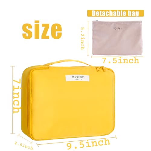 Queboom Travel Makeup Bag Cosmetic Bag Makeup Bag Toiletry bag for women and men (Yellow) - color: Yellow