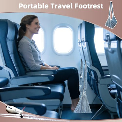 Airplane Foot Hammock, No Collapse Foot Rest for Plane Travel with Extended Adjustment Strap, Portable Desk Foot Hammock with,Cotton Denim, Foot Sling Travel Essentials to Relax Your Feet(Light Blue) - color: Light Blue