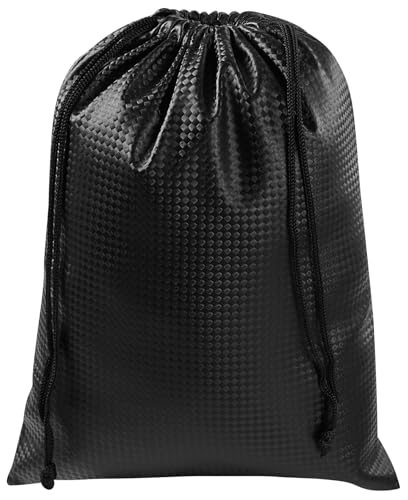 PALTERWEAR Tech-Weave PU-Coated Drawstring Bags (Set of 5) Water-Resistant, Directional-Stretch Travel Organizers for Gym, Beauty, Tech Gear - Strong Wipe-Clean (Black 3D, 7 x 9 In) - size: 7 x 9 In