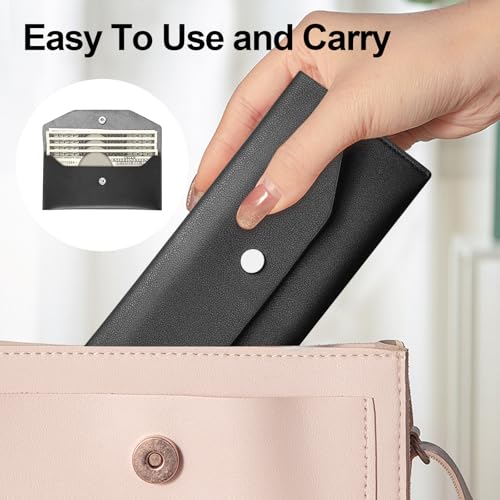 Pu Leather Cash Envelope Wallet - Reusable Cash Stuffing Wallet for Men and Women -Black - color: black