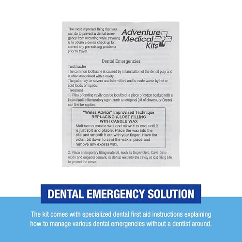 Adventure Medical Kits Dental Medic Kit - Travel Dental Kit for Emergency Tooth Care - Includes Orasol Gel, Tural Tea, Temporary Cavity Filling & More