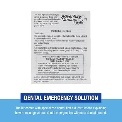 Adventure Medical Kits Dental Medic Kit - Travel Dental Kit for Emergency Tooth Care - Includes Orasol Gel, Tural Tea, Temporary Cavity Filling & More