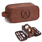 Janhavi Toiletry Bag For Men Waterproof, Groomsmen Gifts Personalized Leather Engraved Initials & Wheat, Mens Toiletry Travel Bag, Birthday Gifts For Men (Medium, Red Brown, A) - color: Red Brown, style: A