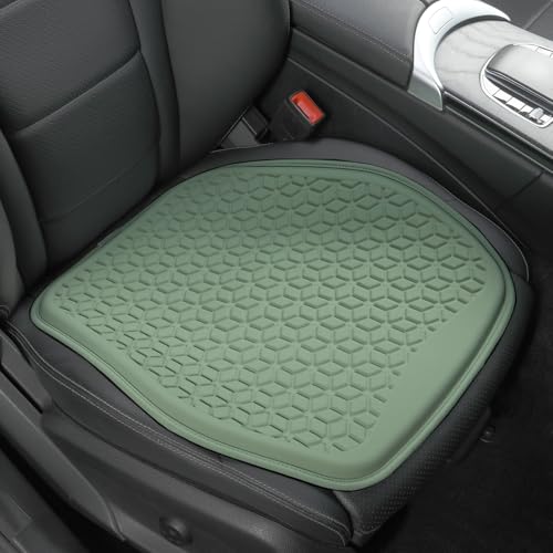Thin Gel Seat Cushion for Car Seat, Office Chair, Wheelchair, Golf Cart - Non-Slip Car Seat Cushions with 0.7 Inch Gel - Sciatica & Coccyx Pain Relief (Fabric, Green) - color: Green